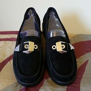 Stuart Weitzman black suede loafers  sz 9